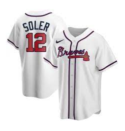 Men's Atlanta Braves #12 Jorge Soler White Cool Base Stitched Jersey